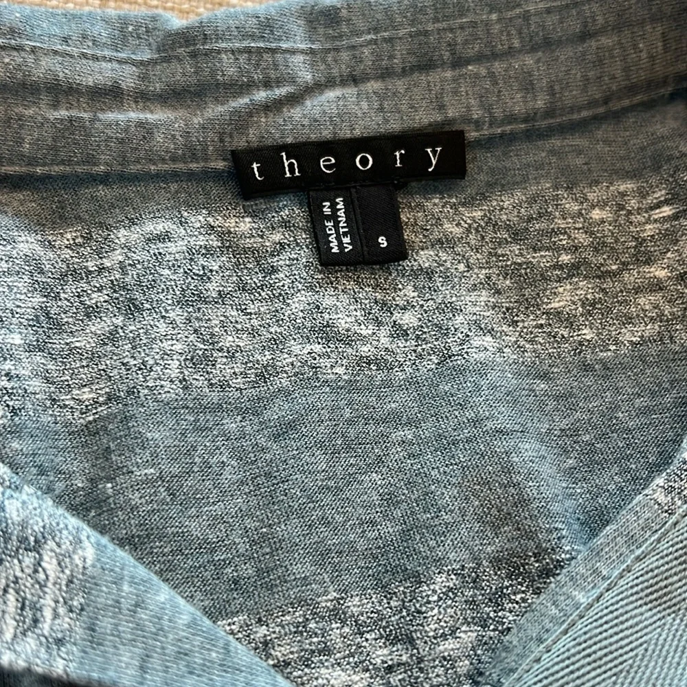 Theory Striped Polo Collar Tee Shirt - Size Small - Picture 2 of 5